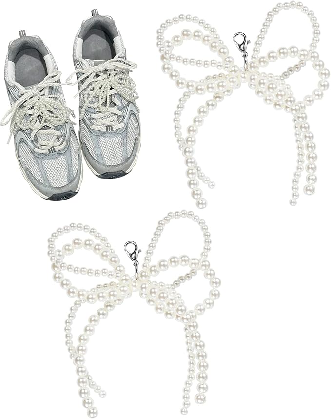 Anower カニカン パール 蝶結び 靴チャーム