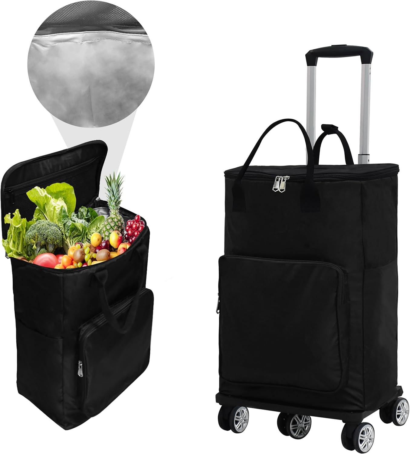 Vtuesxn【5輪+大容量45L+保温保冷+EVAライニング】ショッピングカート